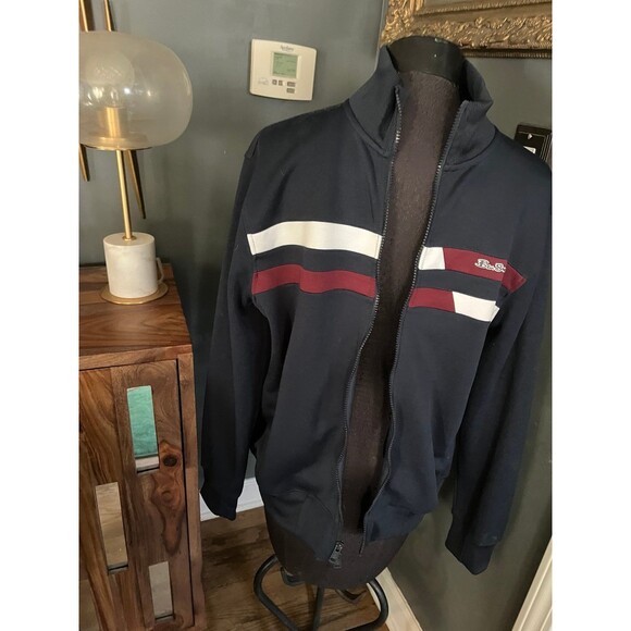 Ben Sherman Navy & Burgandy zip front casual Jacket Men’s sz L New without tags - Picture 1 of 9